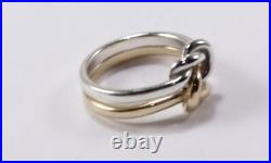 James Avery 585 14k Yellow Gold & 925 Ss Love Knot Band Ring Size 8/t58/uk-q