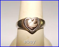 James Avery 6.8g Sterling Silver & 14K Yellow Gold Dove Bird Heart Ring SZ 8