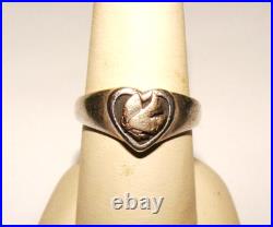 James Avery 6.8g Sterling Silver & 14K Yellow Gold Dove Bird Heart Ring SZ 8