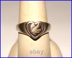 James Avery 6.8g Sterling Silver & 14K Yellow Gold Dove Bird Heart Ring SZ 8
