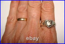 James Avery 6.8g Sterling Silver & 14K Yellow Gold Dove Bird Heart Ring SZ 8