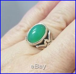 James Avery 925 Silver Floral Ring with Green Jade/Chrysoprase Size 8, 8.1g RARE