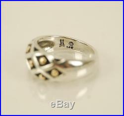 James Avery 925 Sterling Silver & 14K Gold Spanish Lattice Dot Ring Size 6.5