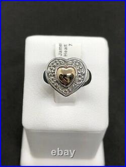 James Avery 925 Sterling Silver & 14k Heart Of Gold Ring Retired