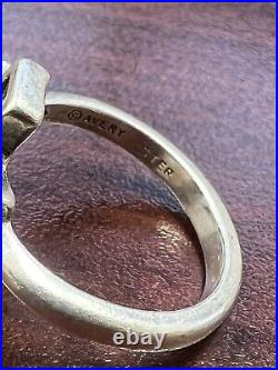 James Avery 925 Sterling Silver Cross with Garnet Heart Ring Size Retired Sz 5.75