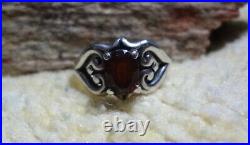 James Avery 925 Sterling Silver Scrolled Heart Ring with Garnet Size 8.5