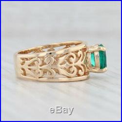 James Avery Adoree Lab Grown Emerald Ring 14k Yellow Gold Size 7.5 Ornate Band