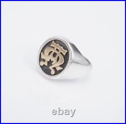 James Avery Alpha Omega Signet Ring 14k Gold Sterling Silver Size 9.5 RS3557