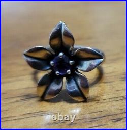 James Avery Amethyst Flower Purple Gemstone Ring Retired Size 7 Sterling Silver