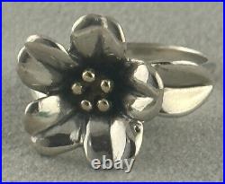 James Avery April Flower 18k Gold & Sterling Silver Ring Size 5 Beautiful