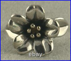 James Avery April Flower 18k Gold & Sterling Silver Ring Size 5 Beautiful