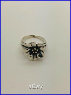 James Avery April Flower Ring Sterling Silver 18k Gold Size 6.5 RETIRED