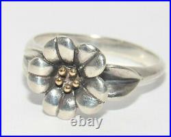 James Avery April Flower with Gold 14K Gold and SS Retired Ring Size 9