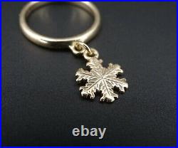 James Avery Aspen Snowflake Crystal 14k Gold Dangle Charm Ring Retired RG3041