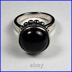 James Avery Beaded Accent Black Onyx Ring Sterling Silver 925 Size 7
