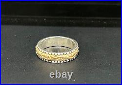 James Avery Beaded Scroll Ring Sterling Silver 14kt gold Sz 7.25