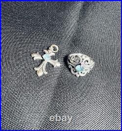 James Avery Blue Topaz- Spanish Lace Ring SZ 6 And Fleuree Pendant (Retired)