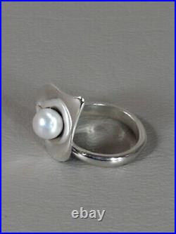 James Avery Calla Lily Ring Size 4.5 925 Silver Pearl Retired Restored