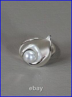 James Avery Calla Lily Ring Size 4.5 925 Silver Pearl Retired Restored