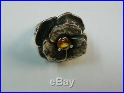 James Avery Citrine Flower Rose Ring Sterling Silver 925 Size 4.5