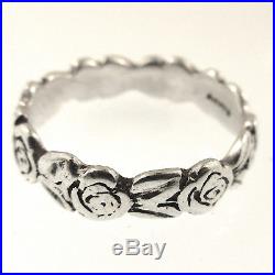 James Avery Continuous Roses Band Ring Size 6 Retired Sterling Silver Eternity