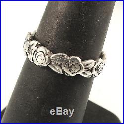 James Avery Continuous Roses Band Ring Size 6 Retired Sterling Silver Eternity