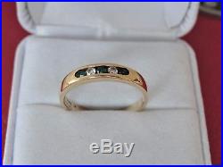 James Avery Debra Diamond And Emerald Ring Band 14 K Gold Size 7 1/2