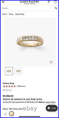 James Avery Debra Ring, 18K gold & diamond, 5/32 wide. 15 TDW, Size 5