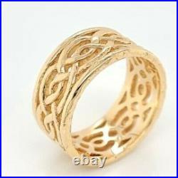 James Avery Designer Signed Woven 10.5mm 14K Yellow Gold Band Ring (50002858)