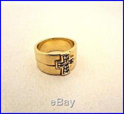 James Avery Diamond Cross Band Ring 14K Gold Size 7