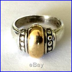 James Avery Dome Bead Design Ladies Ring Sterling Silver 925 14K Gold Size 6
