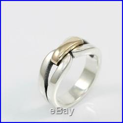 James Avery Enduring Bond Sterling Silver 14K Yellow Gold Band Ring Size 6