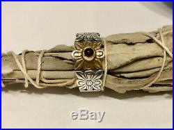 James Avery Flower Ring Garnet 14K Yellow Gold & Sterling Silver