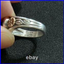 James Avery Garnet Heart 14k Gold Sterling Silver Ring Flowers Size 5.75 Retired
