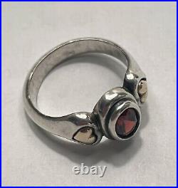 James Avery Garnet Heart Sterling Silver. 925 & 14k Gold Ring Size 7.5 Retired