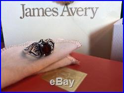 James Avery Garnet Scrolled Heart Ring Size 9