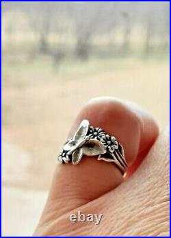 James Avery Gorgeous Rare Retired Butterfly and Flowers Ring Size 5 NEAT