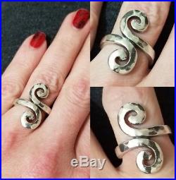 James Avery Hammered Bypass Swirl Circle Ring Sz 7 Sterling Silver 925