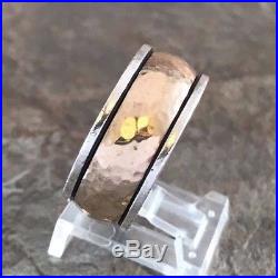 James Avery Hammered Classic Band Ring Sz 9.5 14K Gold Sterling Silver Wedding