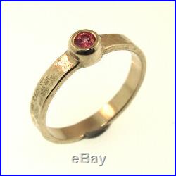 James Avery Hammered Ring Pink Sapphire 14k Gold Size 4.5 Stacking Band 585 Lab
