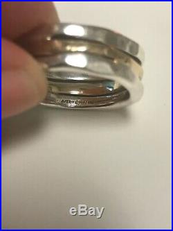 James Avery Hammered Stacked Ring Sterling/14kt Yellow Gold Size 9 Retired