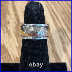 James Avery Hammered Wide 14K Yellow Gold Sterling Wide Band Ring Sz5