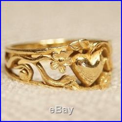 James Avery Heart Flower Vine Ring Yellow Gold RETIRED Size 6