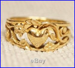 James Avery Heart Flower Vine Ring Yellow Gold RETIRED Size 6