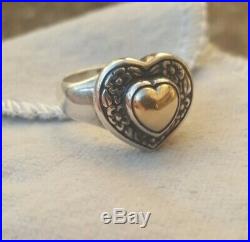 James Avery Heart of Gold 14K Sterling Silver Ring in Box Rare Retired 6 Pouch