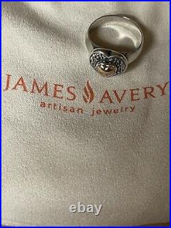James Avery Heart of Gold (Sterling Silver and 14k gold) ring sz 9 RETIRED