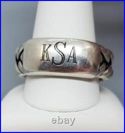 James Avery JA Sterling Silver Braid Ring Retired Monogram KAS Size 13