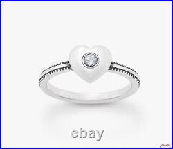 James Avery Keepsake Heart Birthstone Ring/White Sapphire/Size-7