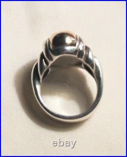 James Avery Large Dome Ring Sterling Silver 925 & 14K Gold Retired Sz 6