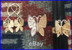 James Avery Mariposa Butterfly Ring Pendant & Earrings Set 14k GoldGUC